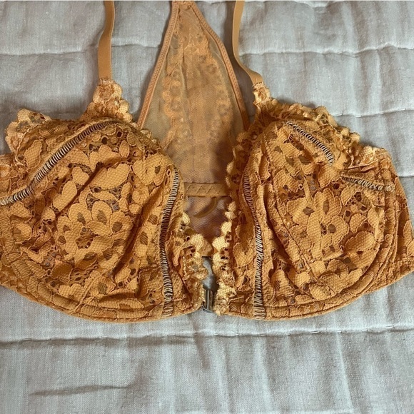 Victorias Secret Body by Victoria Unlined Orange Lace Racerback Bra Size 32DDD - Picture 7 of 13